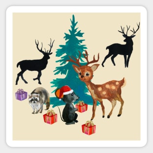 Christmas at the forest animals Sticker